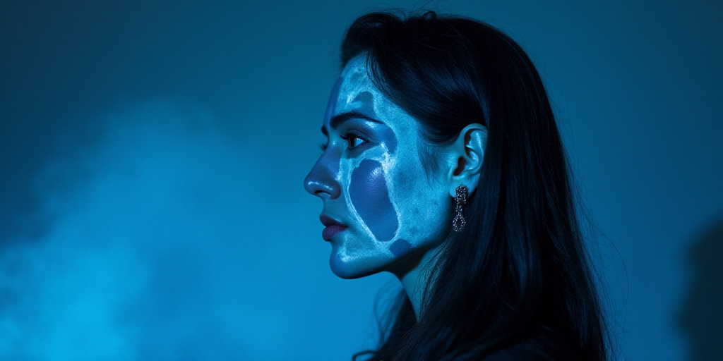 a woman with a blue background and a black and white photo of her is featured in the book, the power