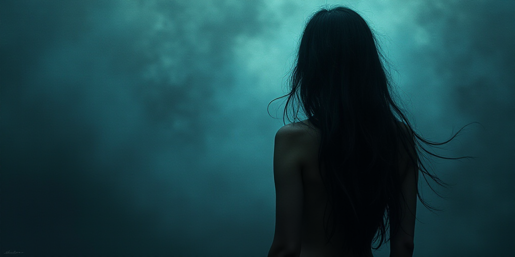 a woman with long hair and a black and blue background with the words,'the power of the mind ', Arac