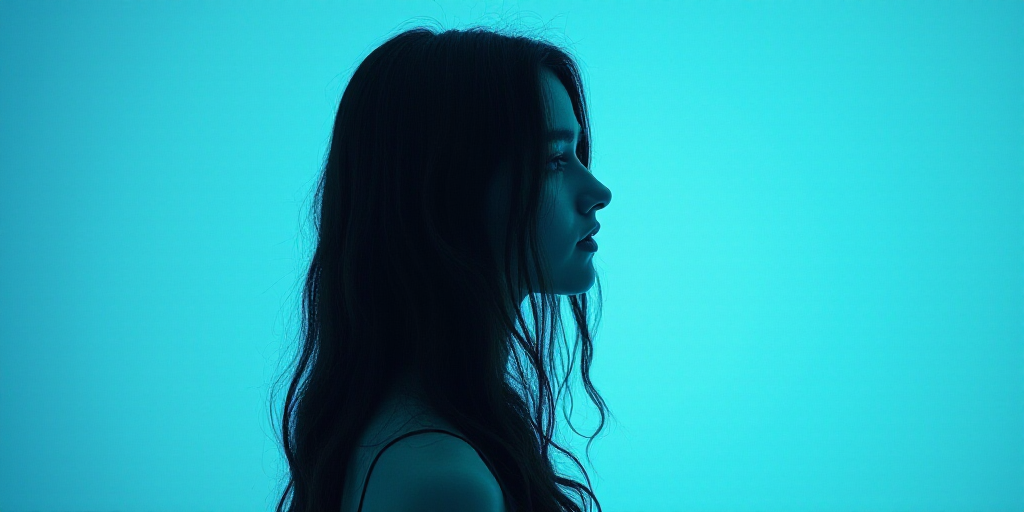 a woman with long hair and a blue background with the words, opinion, and a black and white photo, A