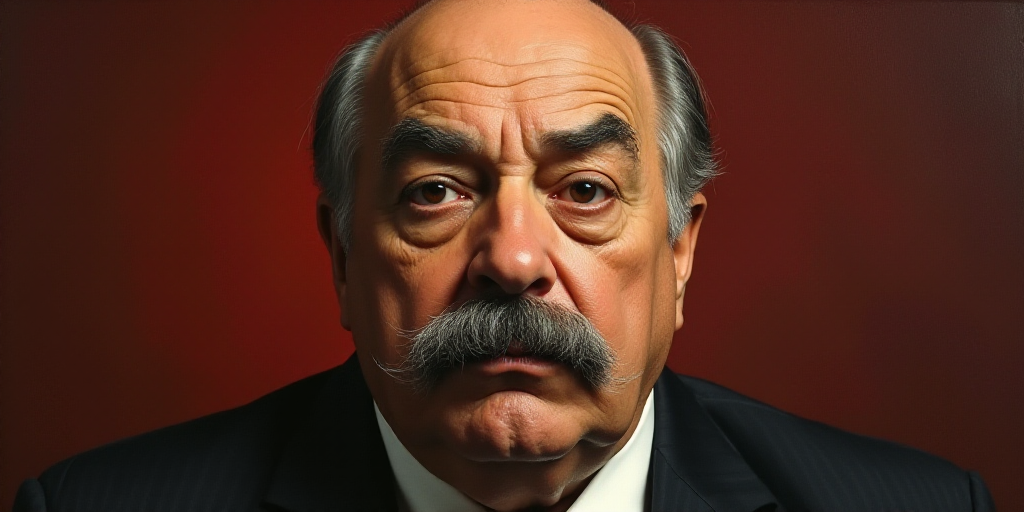 an old man with a mustache and a moustache on his face is looking at the camera with a serious look