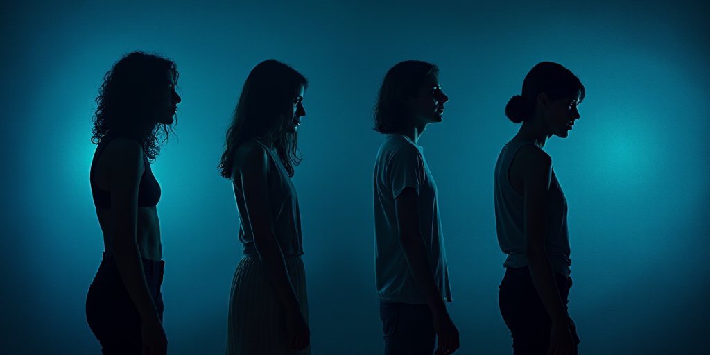 four people are shown in a series of pictures with a blue background and a blue background with a bl
