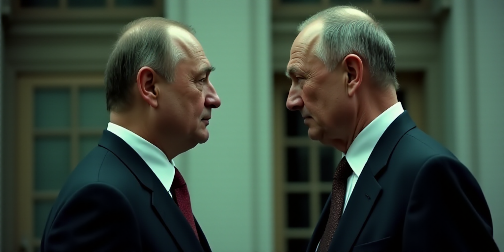 two men in suits and ties are facing each other and one is looking at the other man's face, Boris Vl