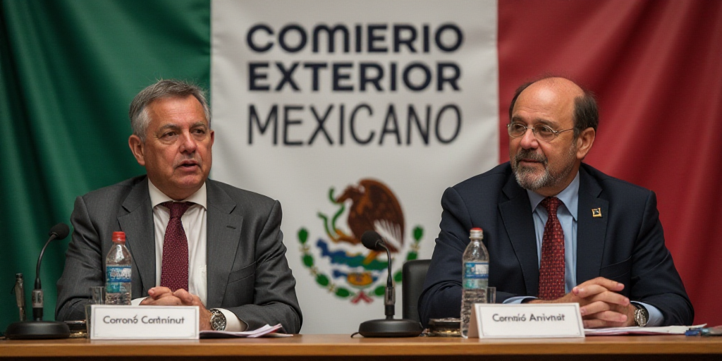 two men sitting at a table with microphones in front of them and a banner behind them that says come