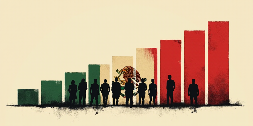 a bar chart with a bar graph showing the number of people in mexico and the percentage of people in