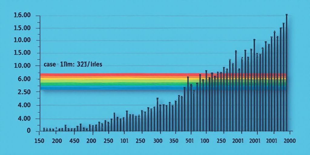 a bar graph with a blue background and a rainbow line in the middle of it that says, casi 37 % de la
