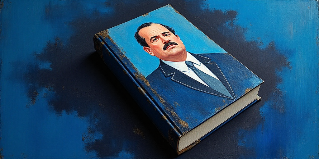a blue and black book cover with a picture of jose fonseca on it and a black and blue background, Fe