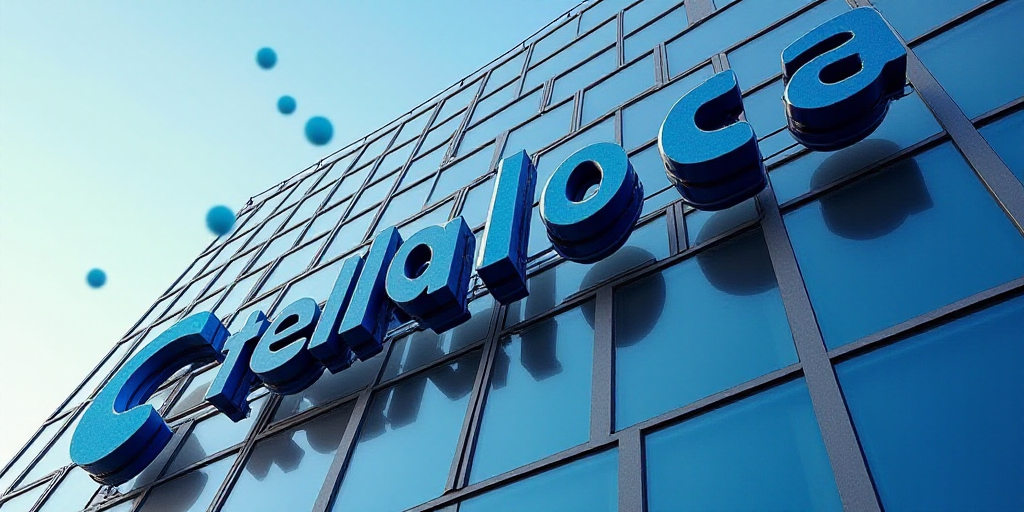 a building with a sign that says telefonica on it's side and blue balls on the outside, Carlos Trill