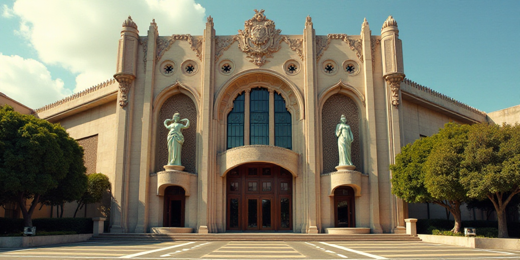 a building with statues on the front of it and a sign that says baco de mexico on the front, Carlos