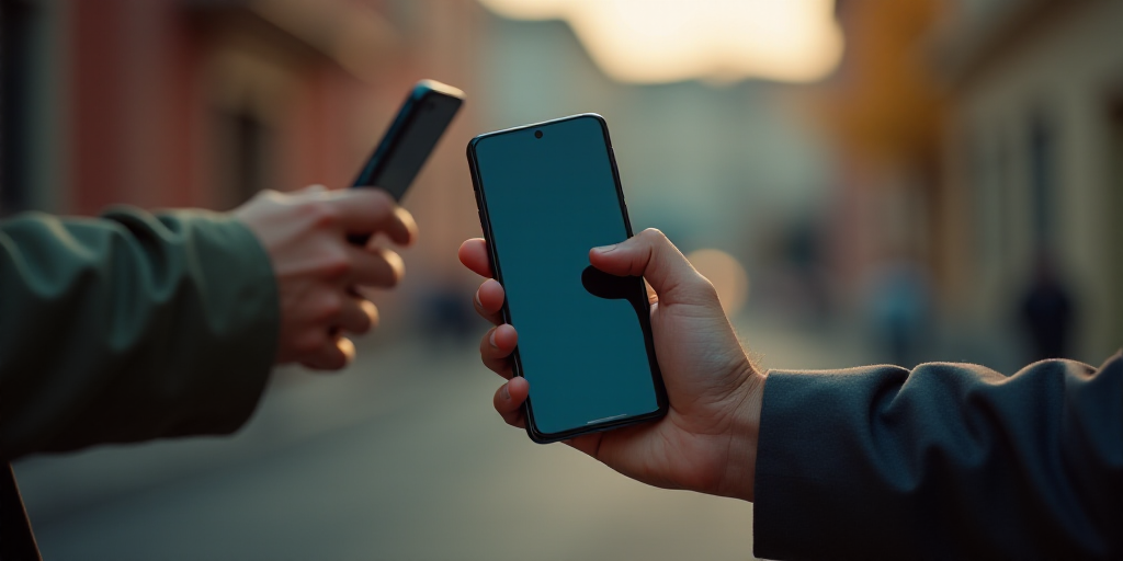 a cell phone is being held up by a person with a cell phone in their hand and a cell phone in the ot