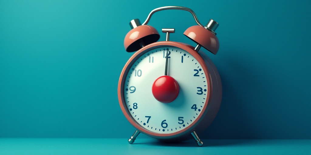 a clock with a red nose and a blue background with a red nose and a blue background with a red nose,
