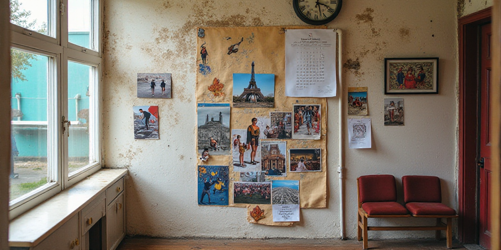 a collage of people with a calendar and a clock on a wall and a photo of a beach, Ada Gladys Killins