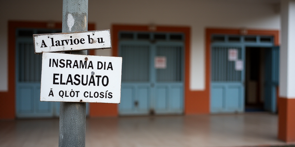 a couple of signs on a pole in front of a building with closed doors and a sign that says,, Aníbal