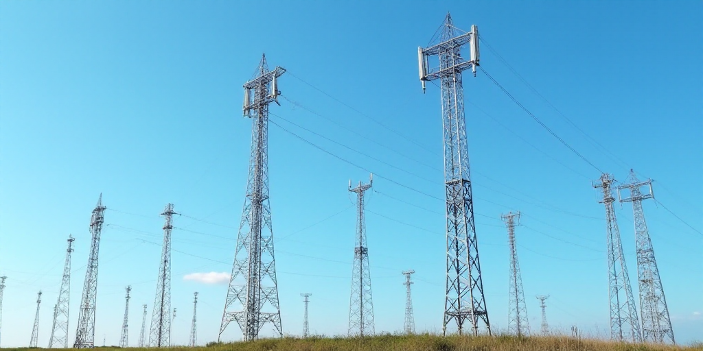 a group of cell towers with the word atlas above them and the word atlas above them in a blue sky, A