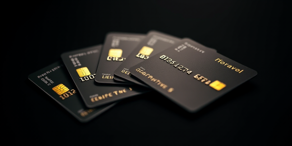 a group of four credit cards sitting next to each other on a black background with the words revol,