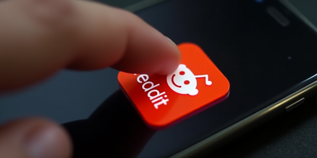 a hand is pressing a reddit button on a cell phone with the reddit logo on it and a smiley face, Bou