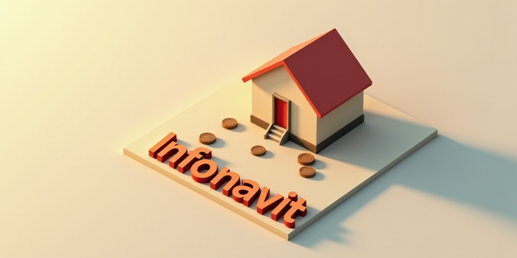 a house and a pile of coins with the words infonavit on it and a house model, Edi Rama, isometric vi