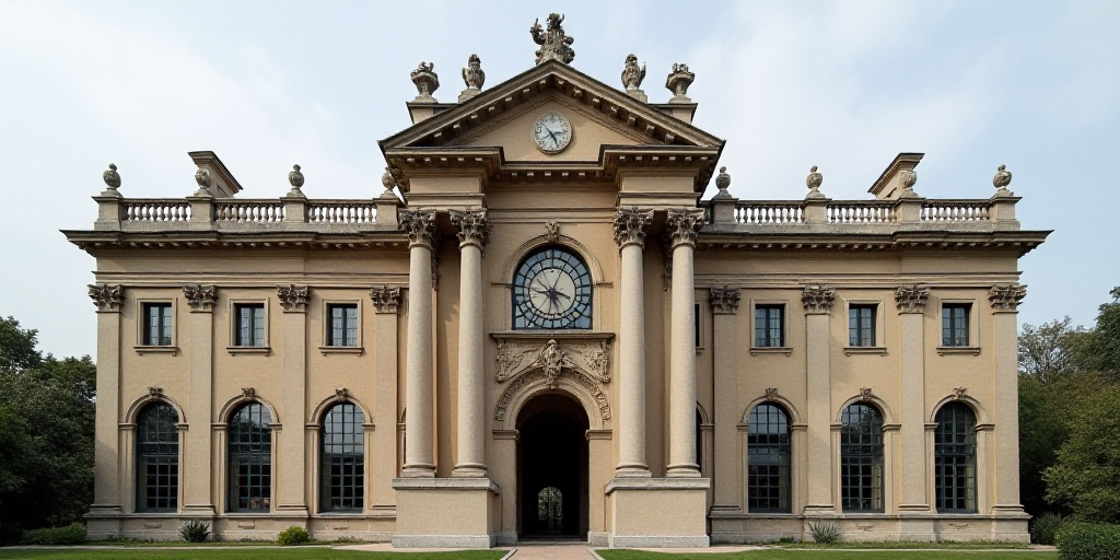 a large building with a clock on the front of it's face and windows on the side of it, Enguerrand Qu