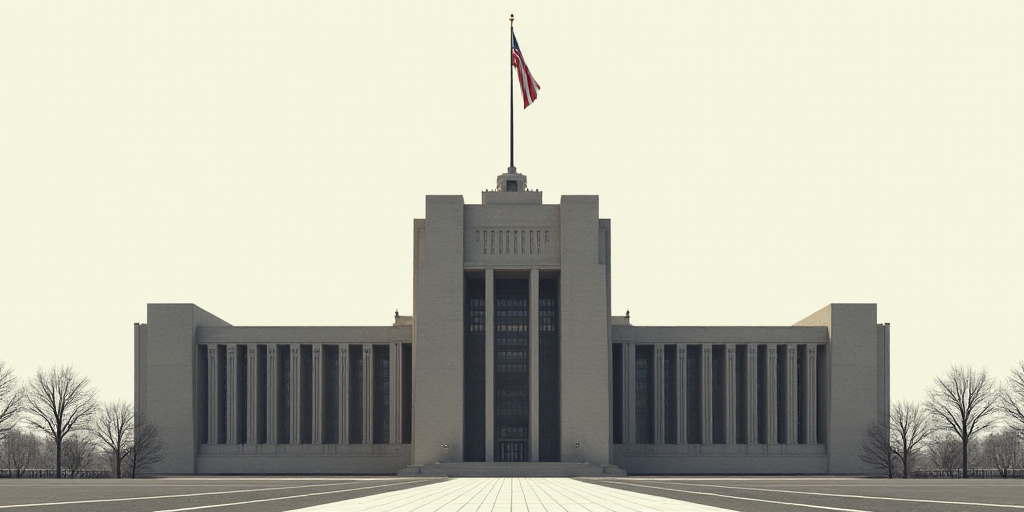 a large building with a flag on top of it and a flagpole on top of it and a flagpole on top of the b