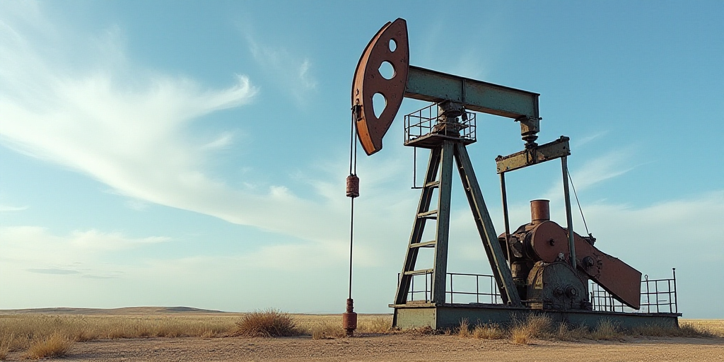 a large oil pump with a sky background behind it and a sign on the side of it that says, oil is not