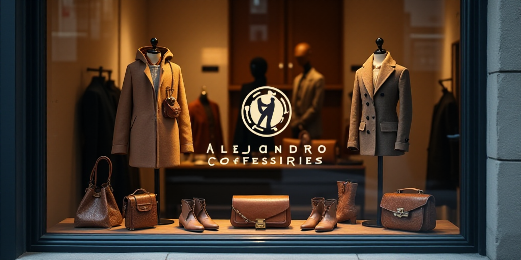 a logo for a company that sells accessories and accessories for sale in the store's storefront windo