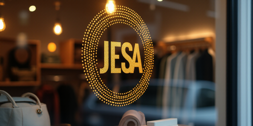 a logo for a company that sells accessories and accessories for sale in the store's storefront windo