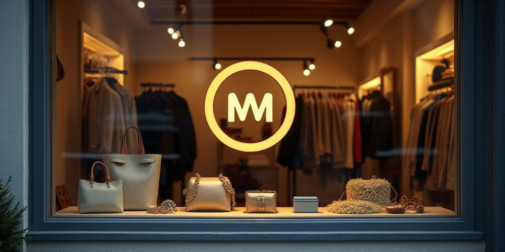 a logo for a company that sells accessories and accessories for sale in the store's storefront windo