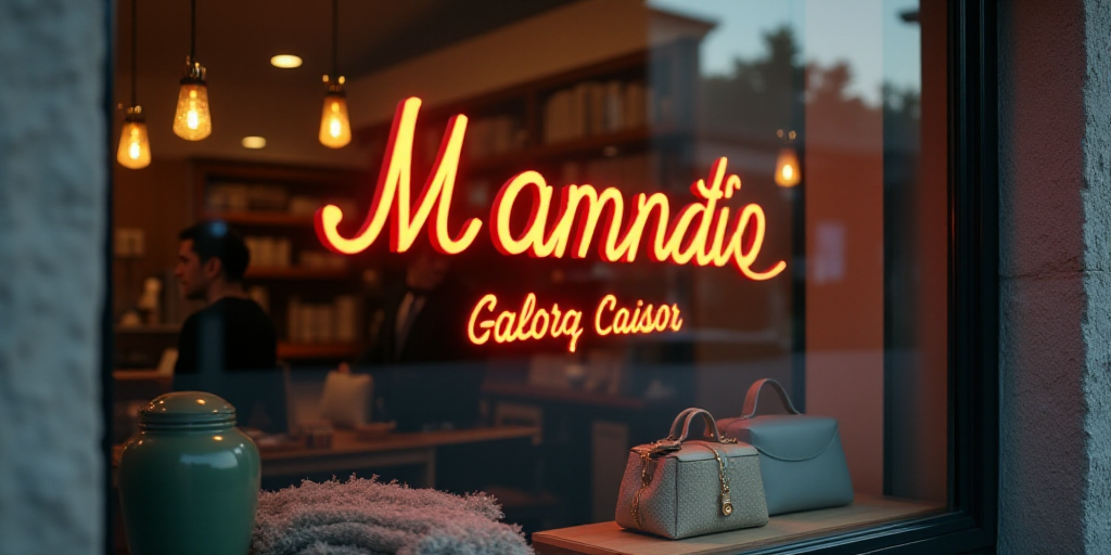 a logo for a company that sells accessories and accessories for sale in the store's storefront windo