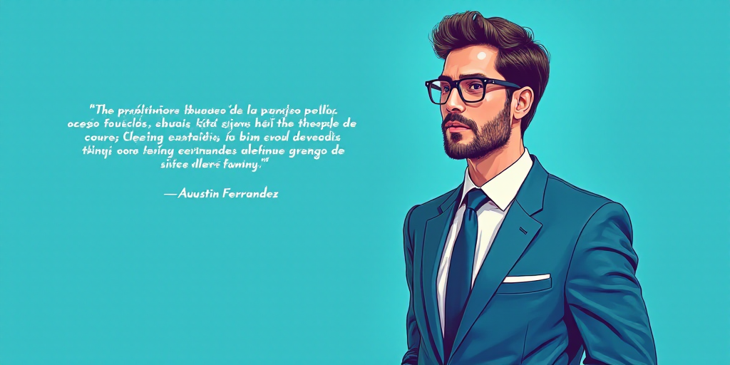 a man in a suit and glasses with a blue background and a quote from the author, fausto prettiin mund