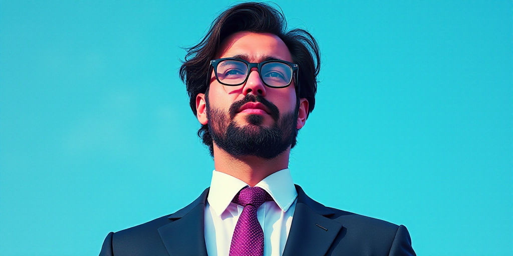 a man in a suit and glasses with a blue background and a quote from the author, fausto prettiin mund