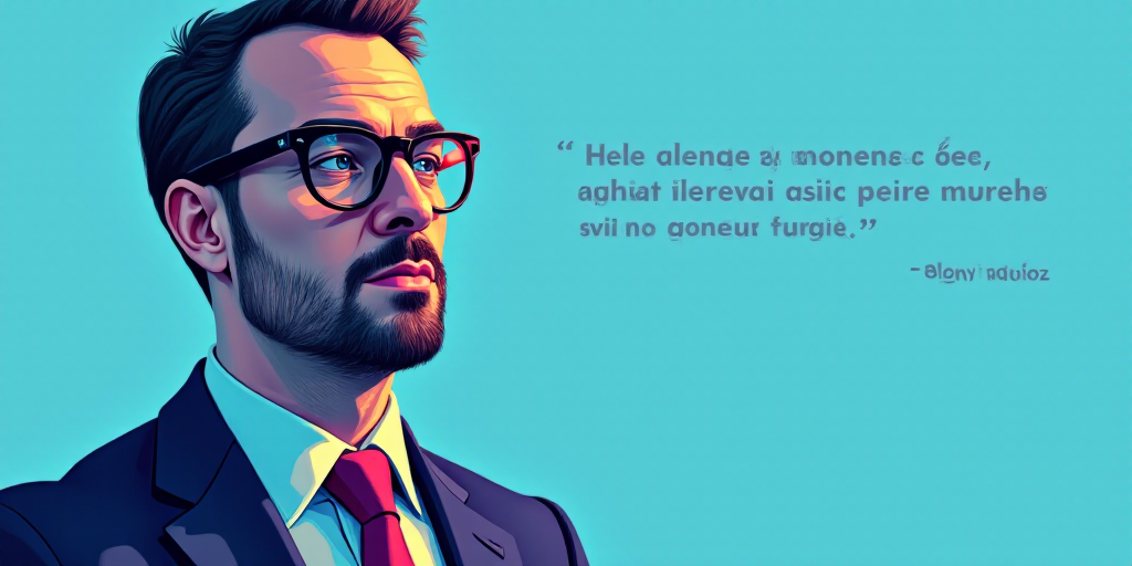 a man in a suit and glasses with a blue background and a quote from the author, fausto prettiin mund