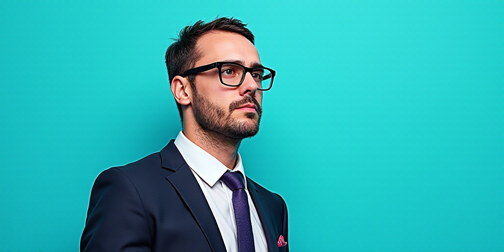 a man in a suit and glasses with a blue background and a quote from the author, fausto prettiin mund