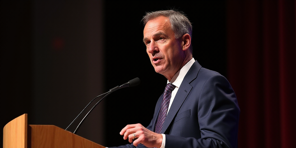 a man in a suit and tie giving a speech at a podium with a microphone in front of him, Didier Mouron