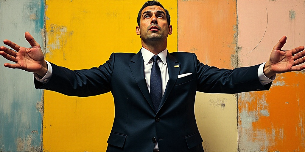 a man in a suit and tie is holding his arms out wide open and his hands out wide open, Edi Rama, zab