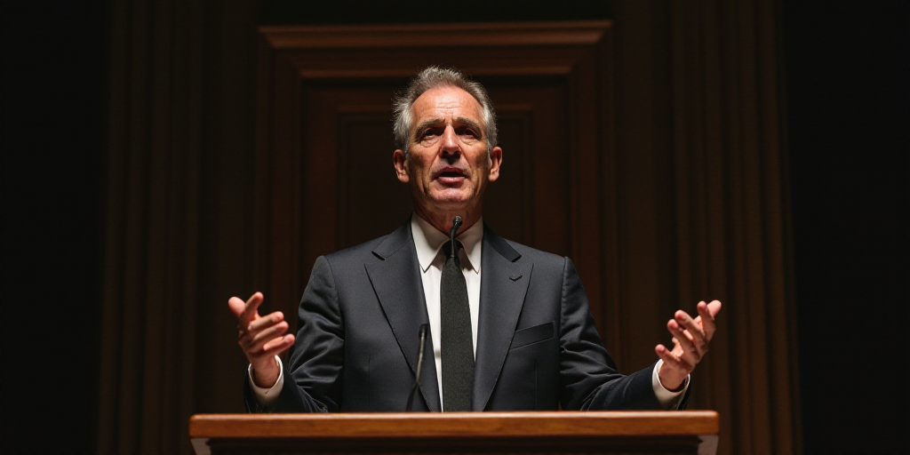 a man in a suit and tie speaking at a podium with his hands folded out in front of him, Bernd Faschi