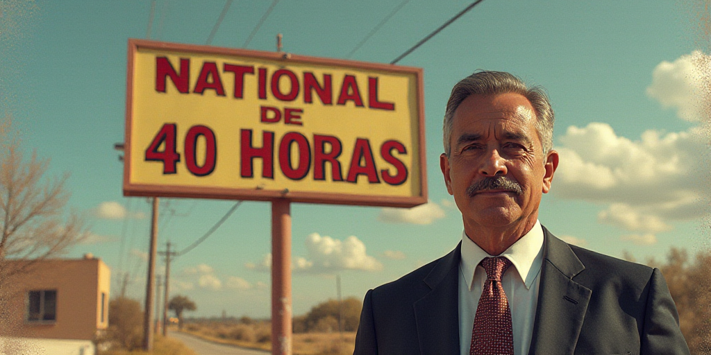 a man in a suit and tie standing in front of a sign that reads national de 40 horas, Federico Uribe,