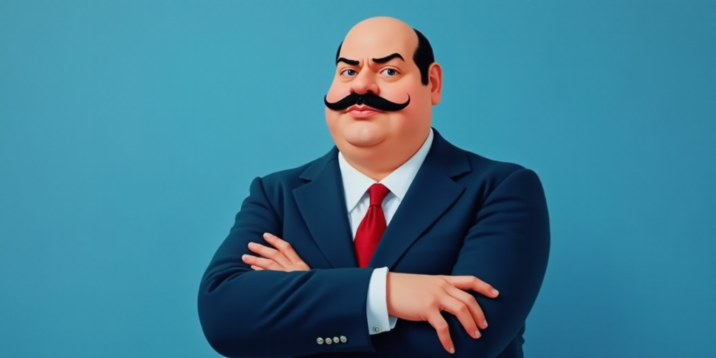 a man in a suit and tie with his arms crossed and his arms crossed, with a blue background, Fernando