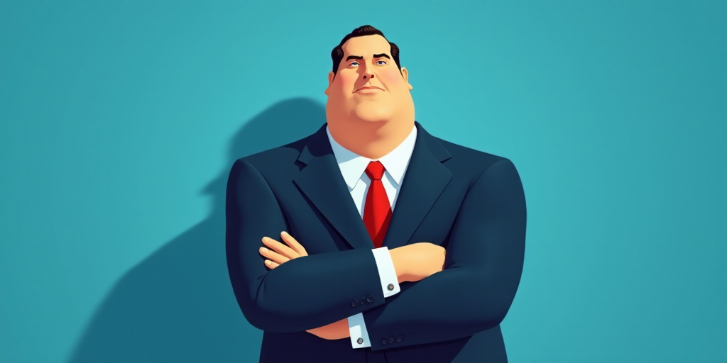 a man in a suit and tie with his arms crossed and his arms crossed, with a blue background, Fernando