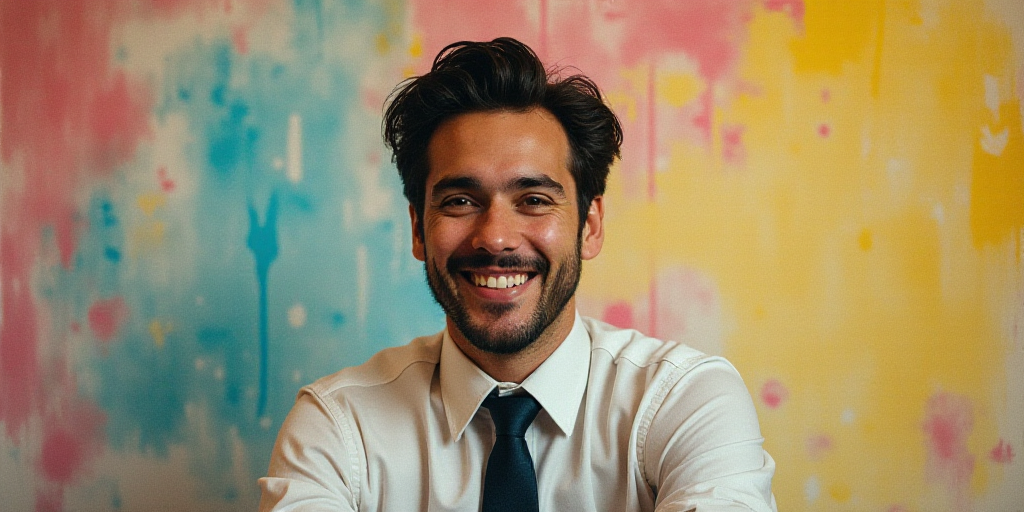 a man in a tie is smiling for the camera with a caption in spanish above him that reads, enrique cam