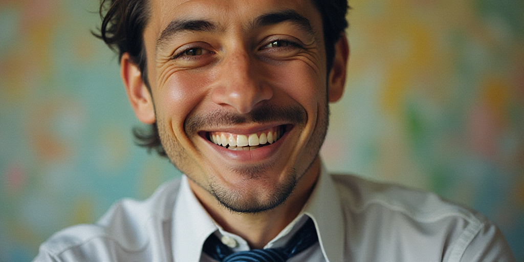 a man in a tie is smiling for the camera with a caption in spanish above him that reads, enrique cam