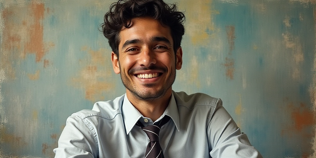 a man in a tie is smiling for the camera with a caption in spanish above him that reads, enrique cam