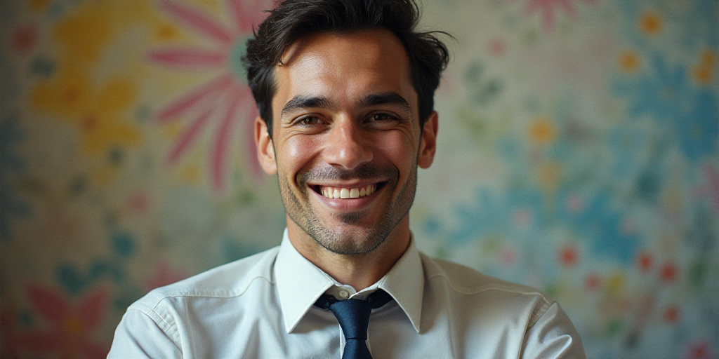a man in a tie is smiling for the camera with a caption in spanish above him that reads, enrique cam