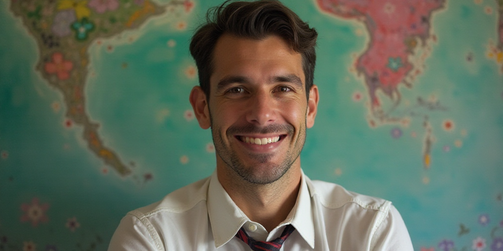 a man in a tie is smiling for the camera with a caption in spanish above him that reads, enrique cam