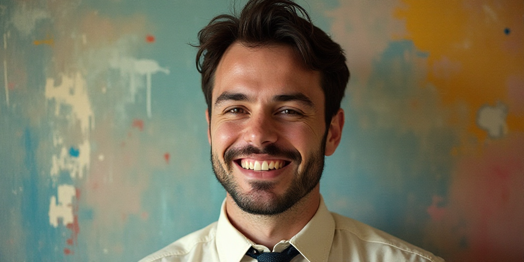 a man in a tie is smiling for the camera with a caption in spanish above him that reads, enrique cam