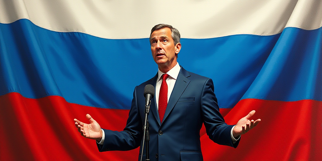 a man standing in front of a flag and a microphone in front of him with his hands out to the side, A