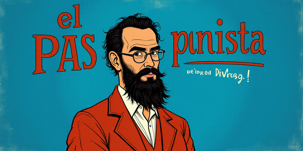 a man with a beard and glasses standing in front of a blue background with the words, el pasonista,