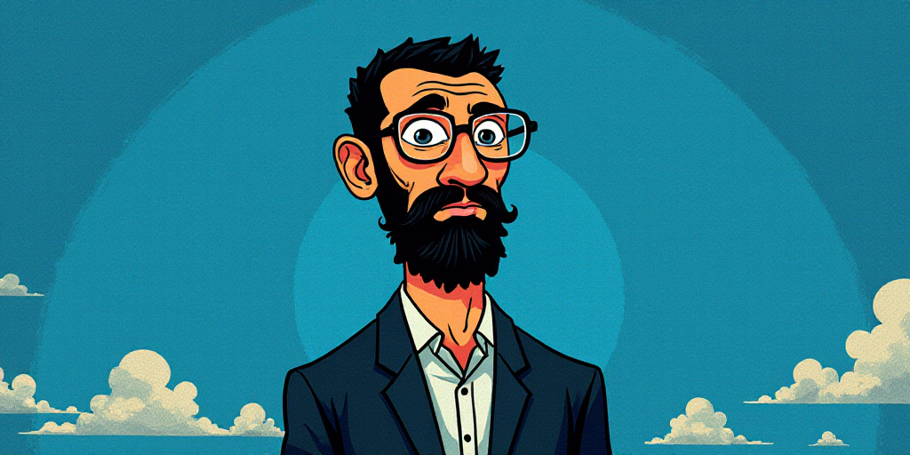 a man with a beard and glasses standing in front of a blue background with the words, el pasonista,
