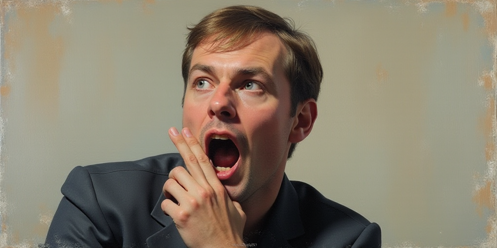 a man with his mouth open and his hand up to his face, with his mouth open and his hand to his mouth