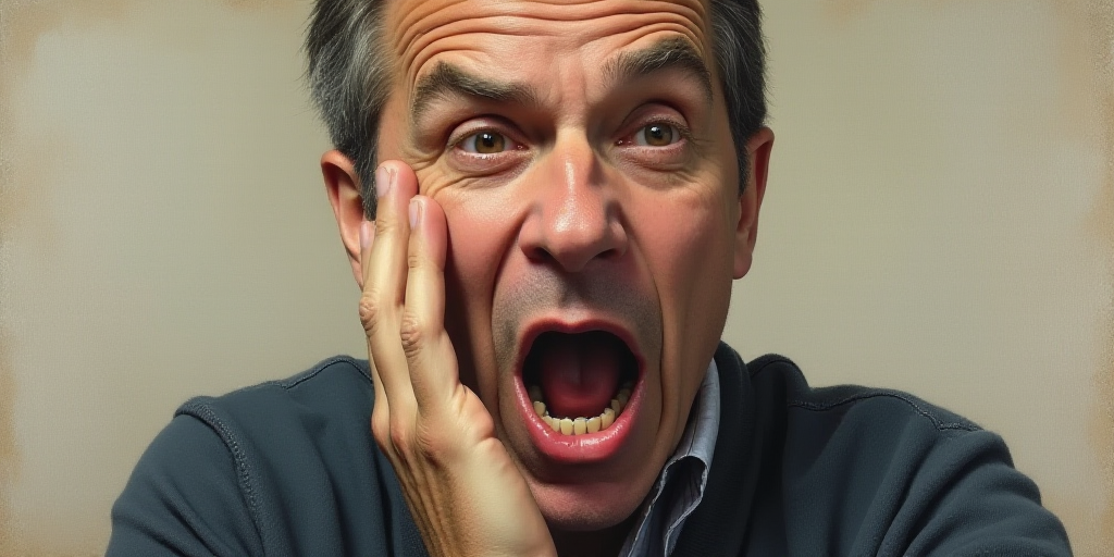 a man with his mouth open and his hand up to his face, with his mouth open and his hand to his mouth