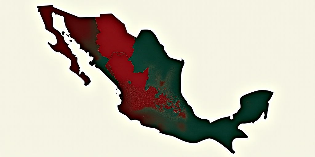 a map of mexico with the country's borders highlighted in red and green, and the country's borders h