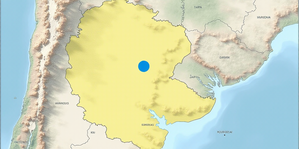 a map of the country of chapas with a blue circle in the middle of it and a map of the country, Fél